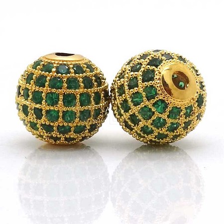 Brass Cubic Zirconia Beads ZIRC-F001-35G-1