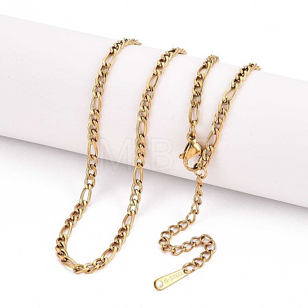 3MM 304 Stainless Steel Figaro Chain Necklaces NJEW-N058-13G-1