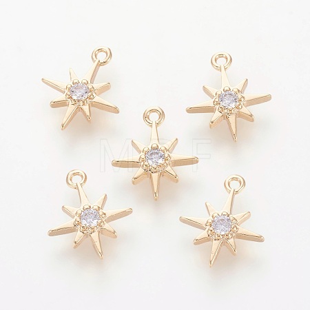 Brass Cubic Zirconia Charms X-ZIRC-Q002-143G-1