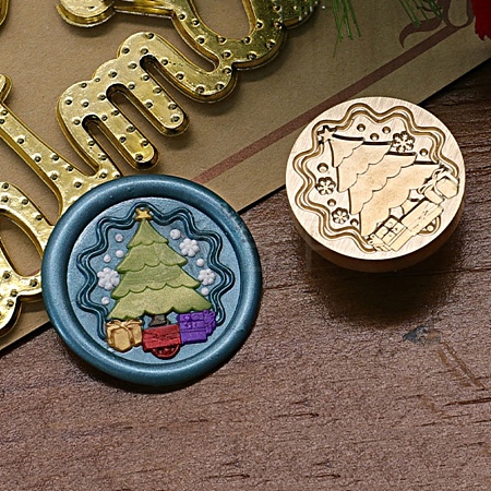 Christmas Series Wax Seal Brass Stamp Head AJEW-M037-01G-07-1