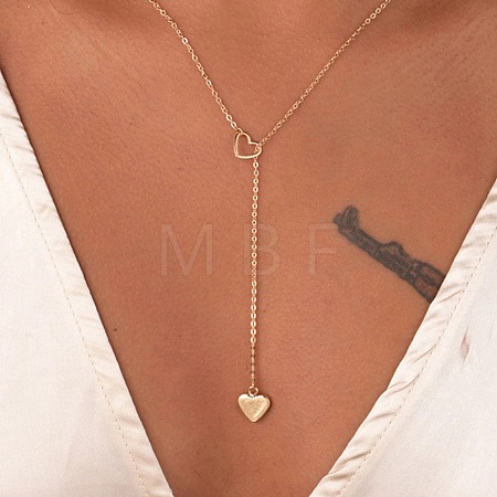 Alloy Heart Ring Pendant Lariat Necklaces for Women WG971C7-01-1