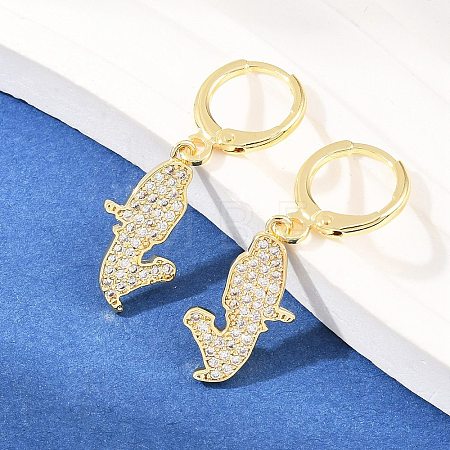 Nuggets Brass Micro Pave Clear Cubic Zirconia Leverback Earrings EJEW-H182-03G-1
