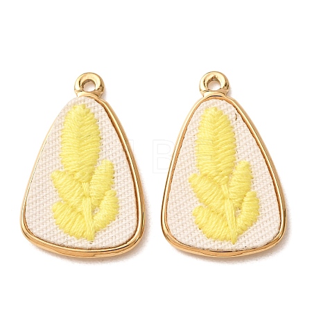 304 Stainless Steel & Cloth Embroidered Pendants FB-CBAFBAF-02G-1