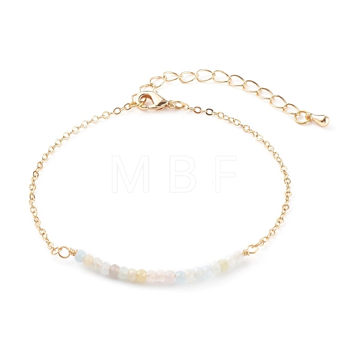 March Birthstone Natural Morganite Beaded Bracelets BJEW-JB06092-03-1