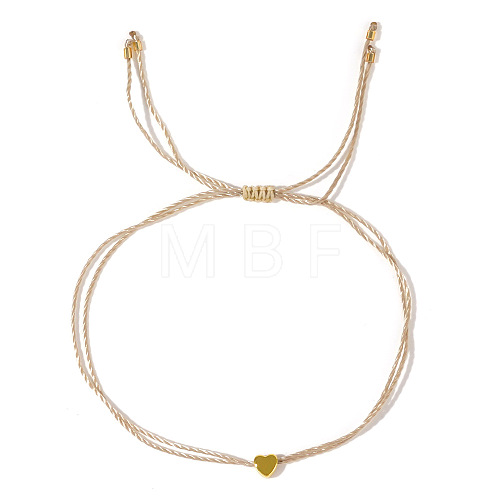 Chic Brass Heart Braided Bead Bracelets OW7782-1