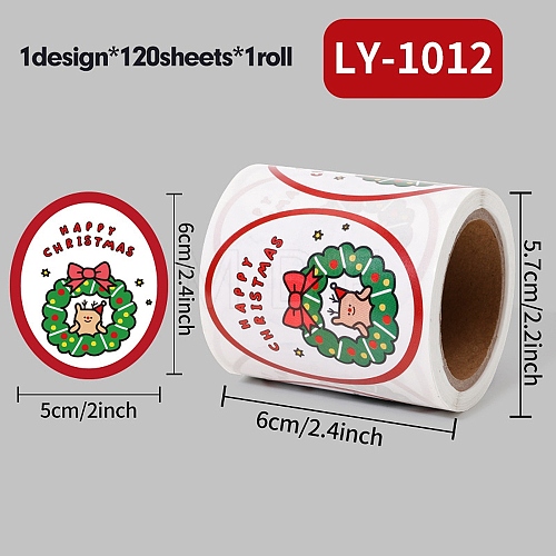 120 Round Paper Christmas Cartoon Sticker Rolls DIY-M070-09A-1