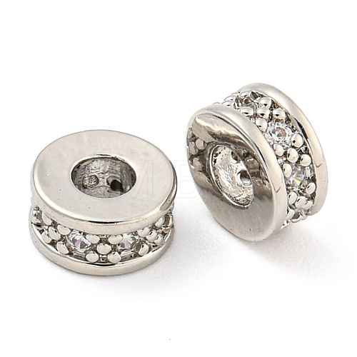 Rack Plating Brass Micro Pave Cubic Zirconia Spacer Beads KK-F089-39B-P05-1