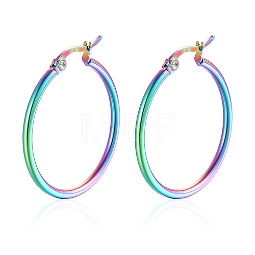 304 Stainless Steel Hoop Earrings PW-WG89744-15-1