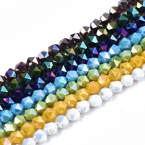 Electroplate Opaque Glass Beads Strands EGLA-T019-05-1