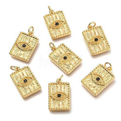 Brass Micro Pave Black Cubic Zirconia Pendants ZIRC-J024-07G-1