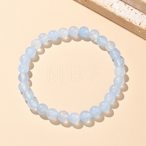 Natural & Dyed White Jade Bead Stretch Bracelets X-BJEW-K212-A-018-1