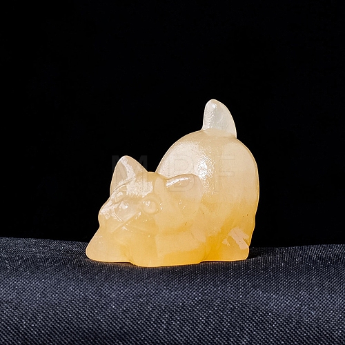 Natural Calcite Carved Healing Cat Figurines PW-WG27692-06-1