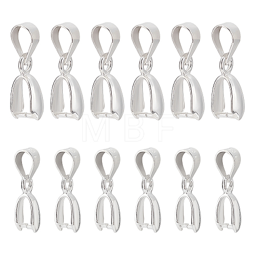 12Pcs 2 Size 925 Sterling Silver Ice Pick Pinch Bails STER-BC0001-62-1