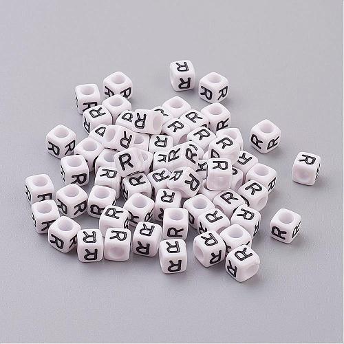 Acrylic Horizontal Hole Letter Beads PL37C9308-R-1