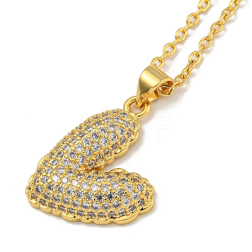 Brass Micro Pave Clear Cubic Zirconia Peach Heart Pendant Necklaces for Women NJEW-Q346-02G-02-1