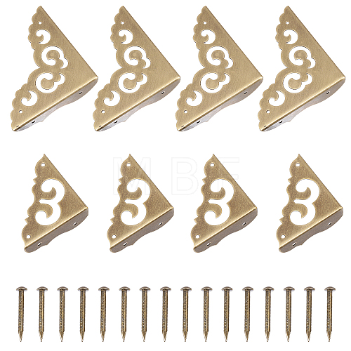 Globleland 8 Sets 2 Styles Triangle Brass Corner Protectors KK-GL0001-04-1