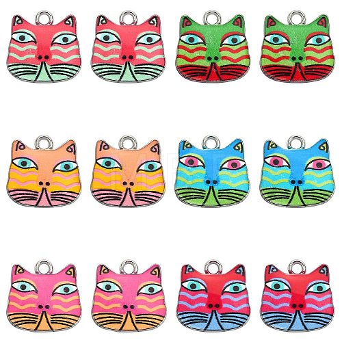 30Pcs 6 Style Alloy Enamel Pendants ENAM-CJ0003-30-1