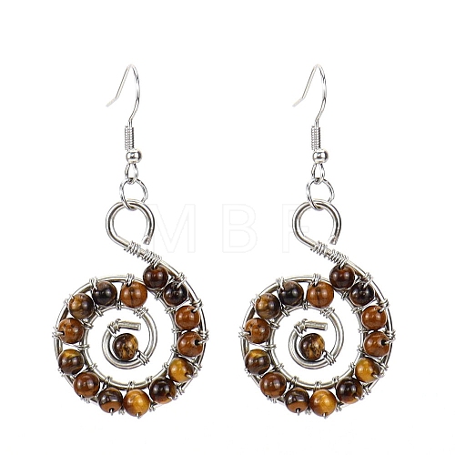 Natural Tiger Eye Dangle Earrings PW-WGBBD77-02-1