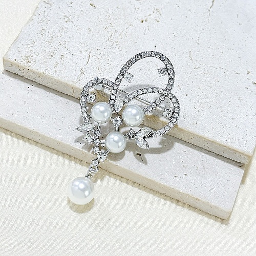 Floral Alloy Rhinestone Brooches PW-WG95634-02-1