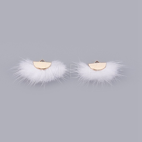 Faux Mink Fur Semi Circle Pendants WOVE-F021-02G-09-1-1