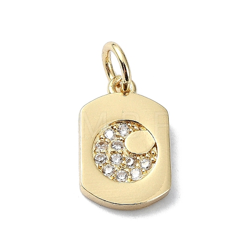 Moon Theme Brass Micro Pave Clear Cubic Zirconia Charms KK-H475-57G-10-1