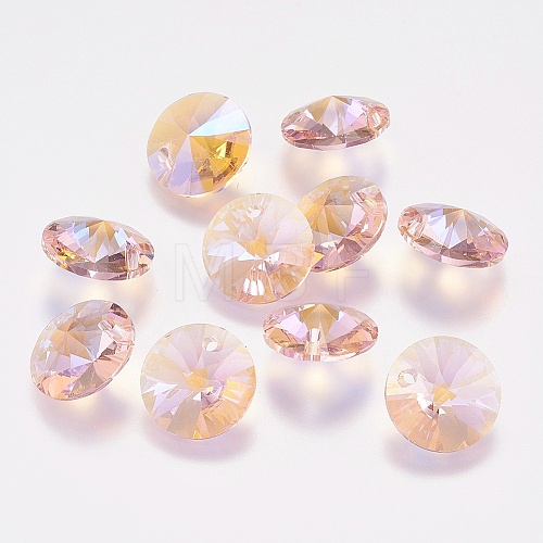 Faceted Glass Rhinestone Charms X-RGLA-F049-8mm-223PS-1