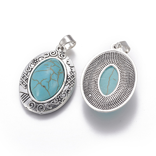 Synthetic Turquoise Pendants PALLOY-P172-033AS-1
