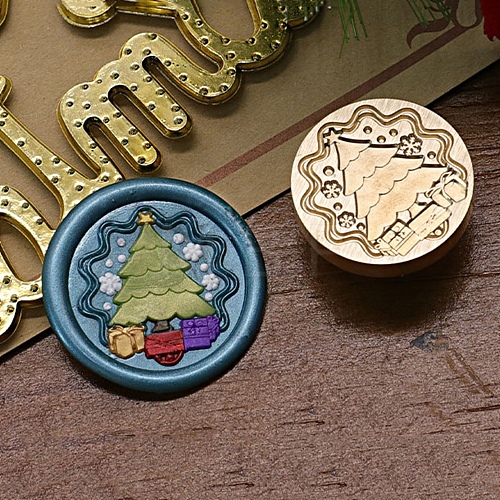 Christmas Series Wax Seal Brass Stamp Head AJEW-M037-01G-07-1