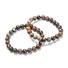 Natural Multi-Color Agate Stretch Beaded Bracelets G-A185-01E-2