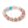 3Pcs Gemstone Disc Bead with Brass Finger Rings RJEW-JR00985-03-5