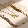 304 Stainless Steel Pave Clear Cubic Zirconia Heart & Key Pendant Necklaces for Women WG37553-01-1
