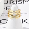 Brass Micro Pave Clear Cubic Zirconia Open Cuff Rings for Women RJEW-R011-10G-02-3