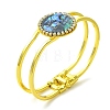 Natural Abalone Shell Flat Round Open Bangles BJEW-JB14315-01-4