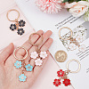 5Pcs 5 Colors Solid Color Sakura Enamel Keychain KEYC-CP0001-16-3