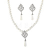 Alloy Rhinestone & Plastic Pearl Pendant Necklaces & Stud Dangle Earrings Sets FS-WGE3E8B-01-5