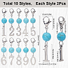 20Pcs 10 Style Synthetic Turquoise Pendant Locking Stitch Markers HJEW-SC00041-2