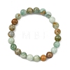Natural Green Quartz Round Beads Stretch Bracelets for Women Men BJEW-JB13862-3