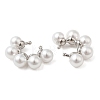 Rack Plating Brass Cuff Earrings with Plastic Pearl Beaded EJEW-M222-03P-2