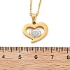 304 Stainless Steel Crystal Rhinestone Heart Pendant Cable Chain Necklaces for Women NJEW-Z056-01D-G-5