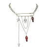 Halloween Coffin & Cross Alloy Pendant Necklaces NJEW-JN04994-1