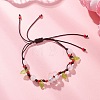 Handmade Silver Foil Glass Lampwork &  Natural White Jade Beads Braided Bead Bracelets for Women BJEW-JB12728-01-1