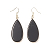 Natural Obsidian Teardrop Dangle Earrings EJEW-G331-01G-03-3
