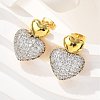 Brass Micro Pave Clear Cubic Zirconia Stud Earrings EJEW-F359-03G-01-4