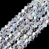 AB Color Plated Transparent Glass Beads Strands GLAA-G127-01-01H-1