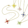 Glass Seed Beads Beaded Star Pendant Necklaces NJEW-MZ00088-3