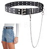 Gothic Alloy Chain Tassel Star Rivet PU Leather Waist Belts AJEW-WH20070-291B-1