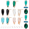 10Pcs 5 Color K9 Glass Teardrop Stud Earring Findings KK-BC0011-45-1