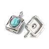 Dyed Synthetic Turquoise Rectangle with Oval Charms STAS-L022-516P-01-2