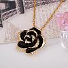 Classic Real 18K Gold Plated Eco-Friendly Tin Alloy Czech Rhinestone Flower Pendant Necklaces NJEW-BB13783-G-3