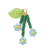 Glass Seed Beaded Flower Pendants PALLOY-MZ01194-01-1